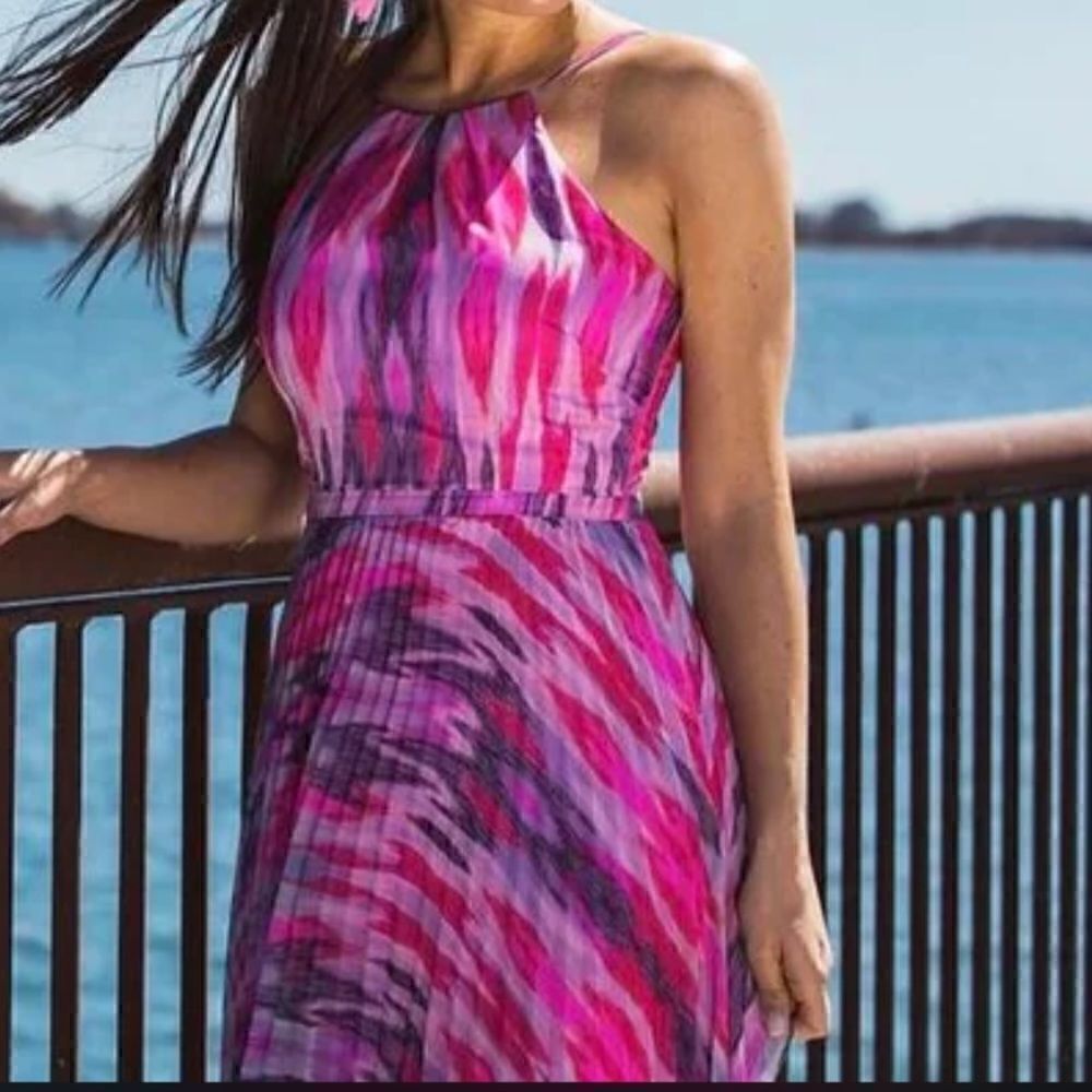 Laundry‎ by Shelli Segal Women’s Halter Neck Pink Purple Maxi Dress, Size 2, NWT